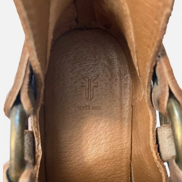 FRYE Ray Nubuck Leather Back Zip Harness Ankle Boots Distressed Brown - Picture 11 of 12